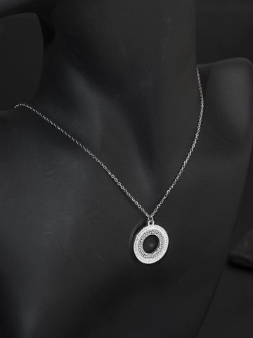 Náhrdelník z chirurgické oceli s kruhem s krystalky NK1383-0112