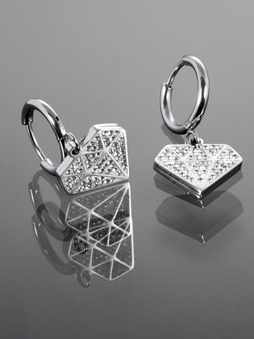 Náušnice kruhy z chirurgické oceli s diamanty NE2400-0112